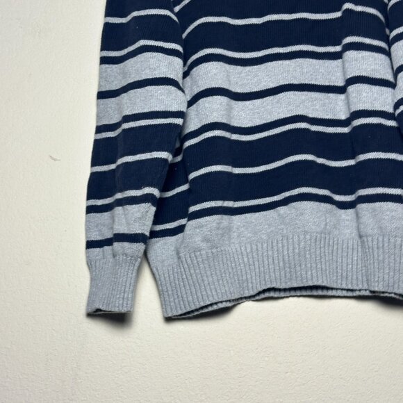 Nautica Jeans Co 1/4 Zip Casual Striped Blue Grey Waffle Knit Sweater Men 2XL - Picture 9 of 12